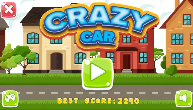 Crazy Cars gameplay screenshot showing a car mid-air
